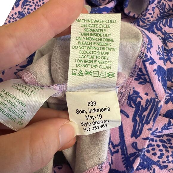 Lilly Pulitzer Girls XL 12-14 Shift Dress Pink Blue Animal Print‎ Bell Sleeve - Picture 7 of 7